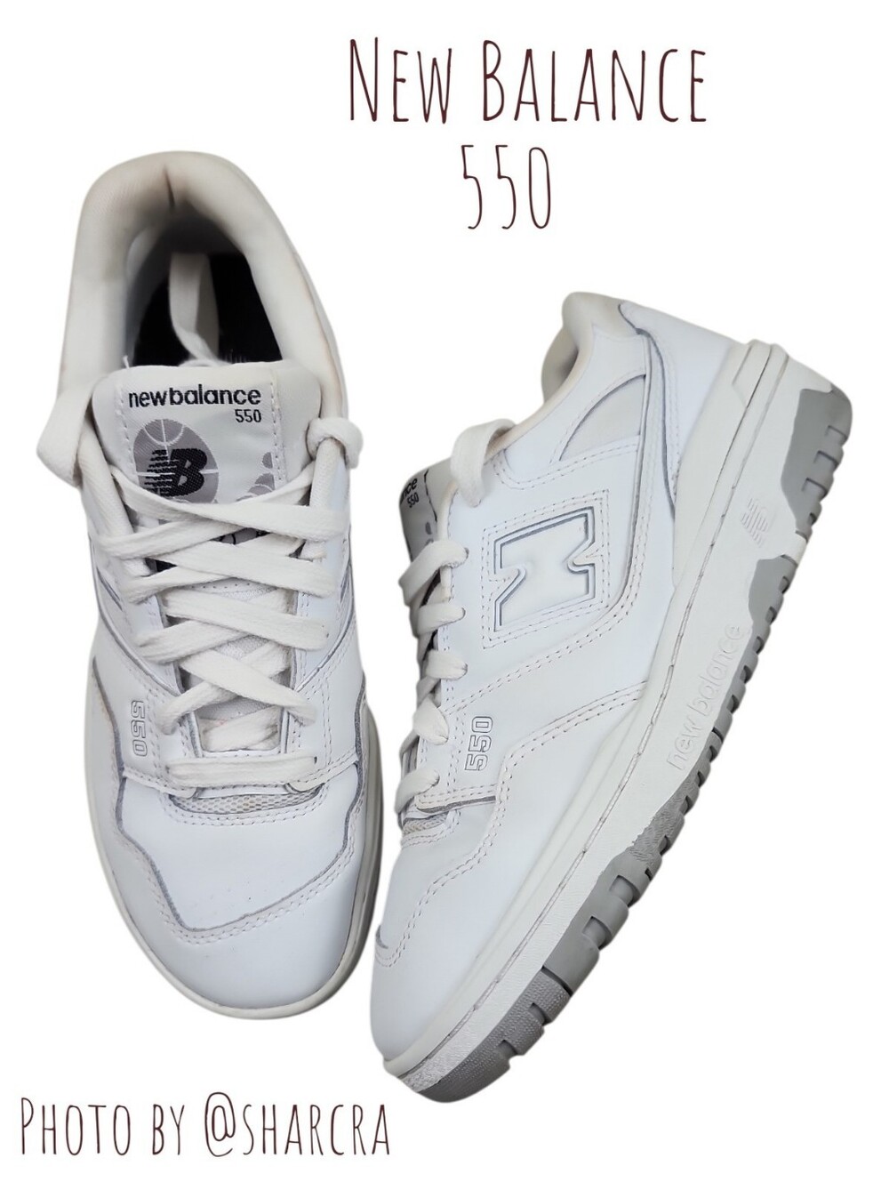 New Balance 550 White Lace Up Athletic Sneakers Boys 5.5 Women's 7 #GSB550PB